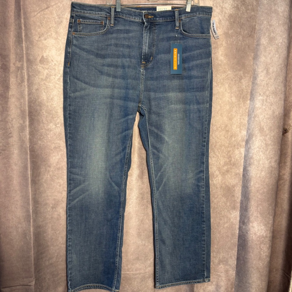 NWT Old Navy Loose Fit Jeans Mens 42x32 Blue Denim Casual Classic